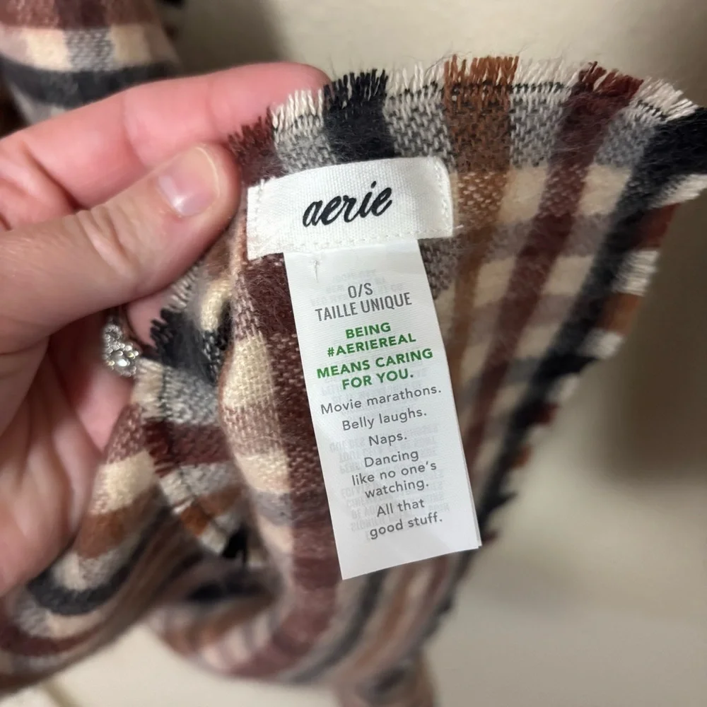 Aerie Fall Colors Super Soft Cozy Plaid Scarf ONE SIZE